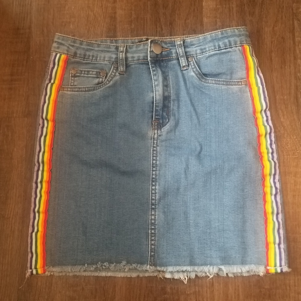 Pride Rainbow Denim Skirt